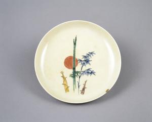 姫谷焼色絵日輪竹文皿の作品画像