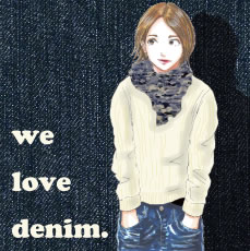 「we love denim.」のイラスト