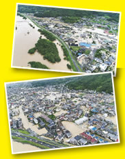 大雨による崖崩れや河川の氾濫の写真