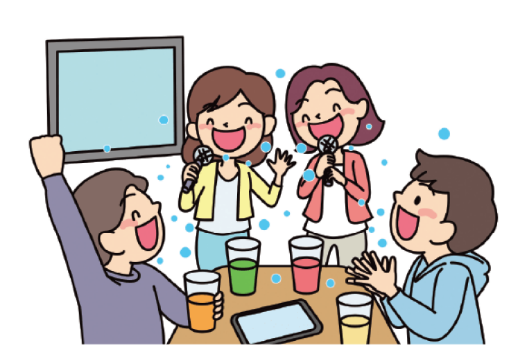 「マスクなしでの会話」のイラスト