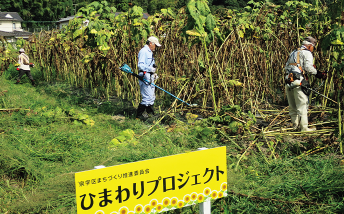 草刈りをしている様子