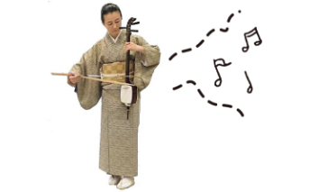 胡弓を弾く様子