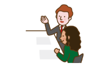 会話をする外国人らのイラスト