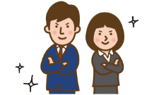 スーツ姿の若者たちのイラスト