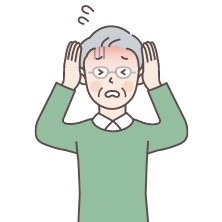 「重症化を防ごう」と呼びかけるお年寄りのイラスト