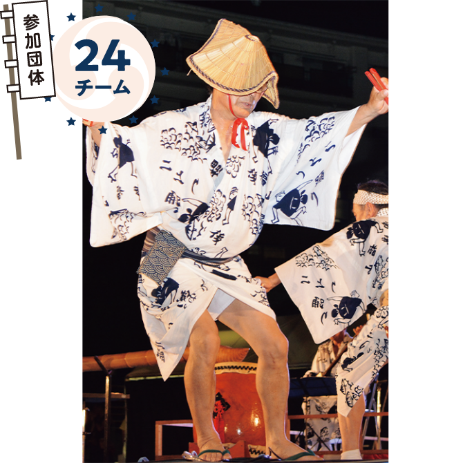 参加団体24チーム 踊りを披露する様子