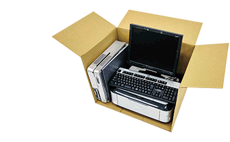 段ボールに入れられたパソコン