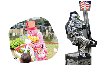 ピエロや宇宙飛行士のパフォーマー