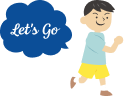 Let's goと呼びかける子どものイラスト