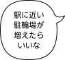 駅に近い駐輪場が増えたらいいな