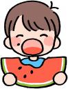 すいかを食べるこども