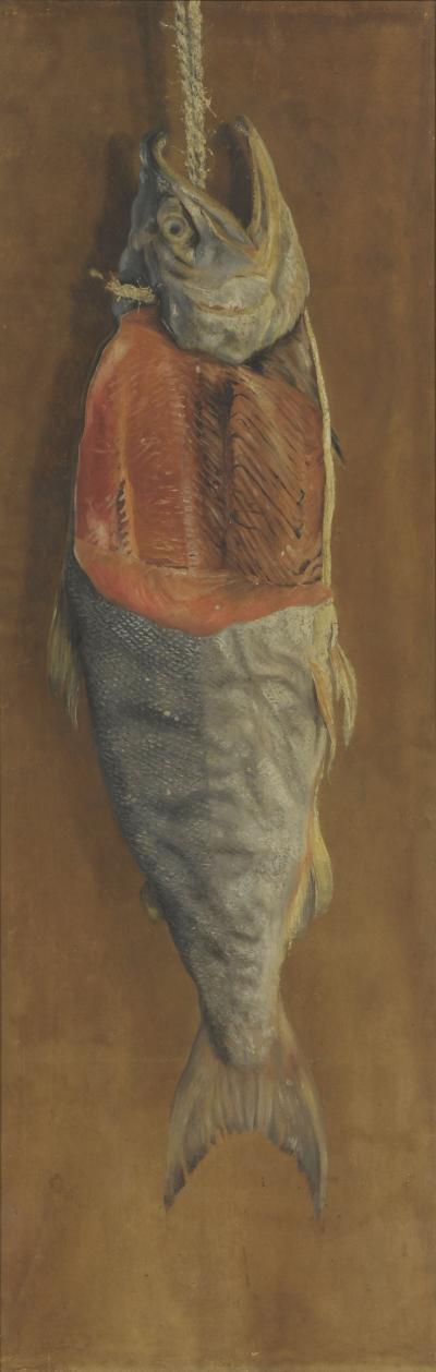 高橋由一《鮭》明治10年（1877）頃　東京藝術大学所蔵