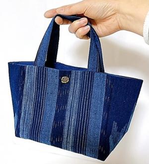 備後絣　手縫いバッグ