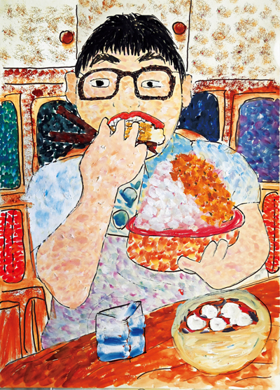 大賞《きゅうしょく食べるのはだれにもまけない》三宅 響介（福山市立新涯小学校3年）