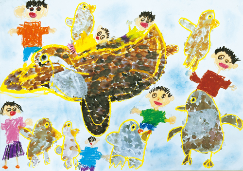 大賞《みんなでおさんぽ 》橘高 篤人（福山市立福相小学校1年）