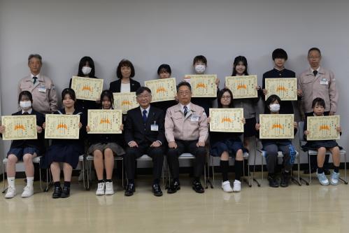 書道コンクール表彰式（集合写真）