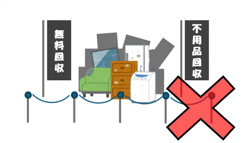 空き地で不用品回収をしているイラスト