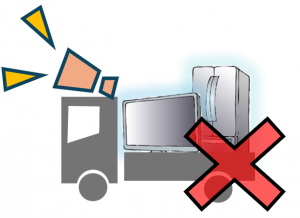 車で宣伝しているイラスト