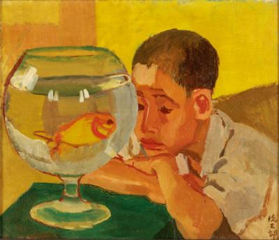 小林徳三郎《金魚を見る子供》1928年 東京国立近代美術館