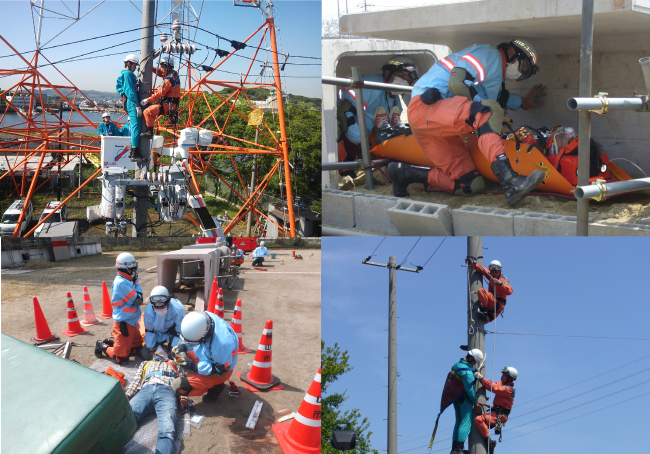 柱上訓練・広島県ドクターヘリ訓練