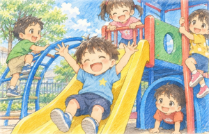 イラスト戸外遊び
