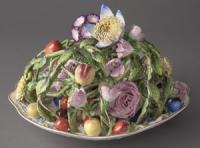 《「トロンプ・ルイユ」花卉果実飾り皿》1880年頃 個人コレクション