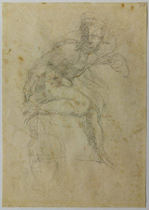 左：ミケランジェロ・ブオナローティ《システィーナ礼拝堂天井画のための2つの裸体像習作》