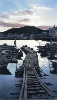 大畑稔浩《瀬戸内海風景―川尻港》2003年
