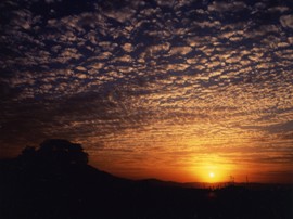 神辺支所付近から見た夕日