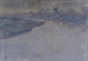 南薫造の作品「夜景ー川面」の画像