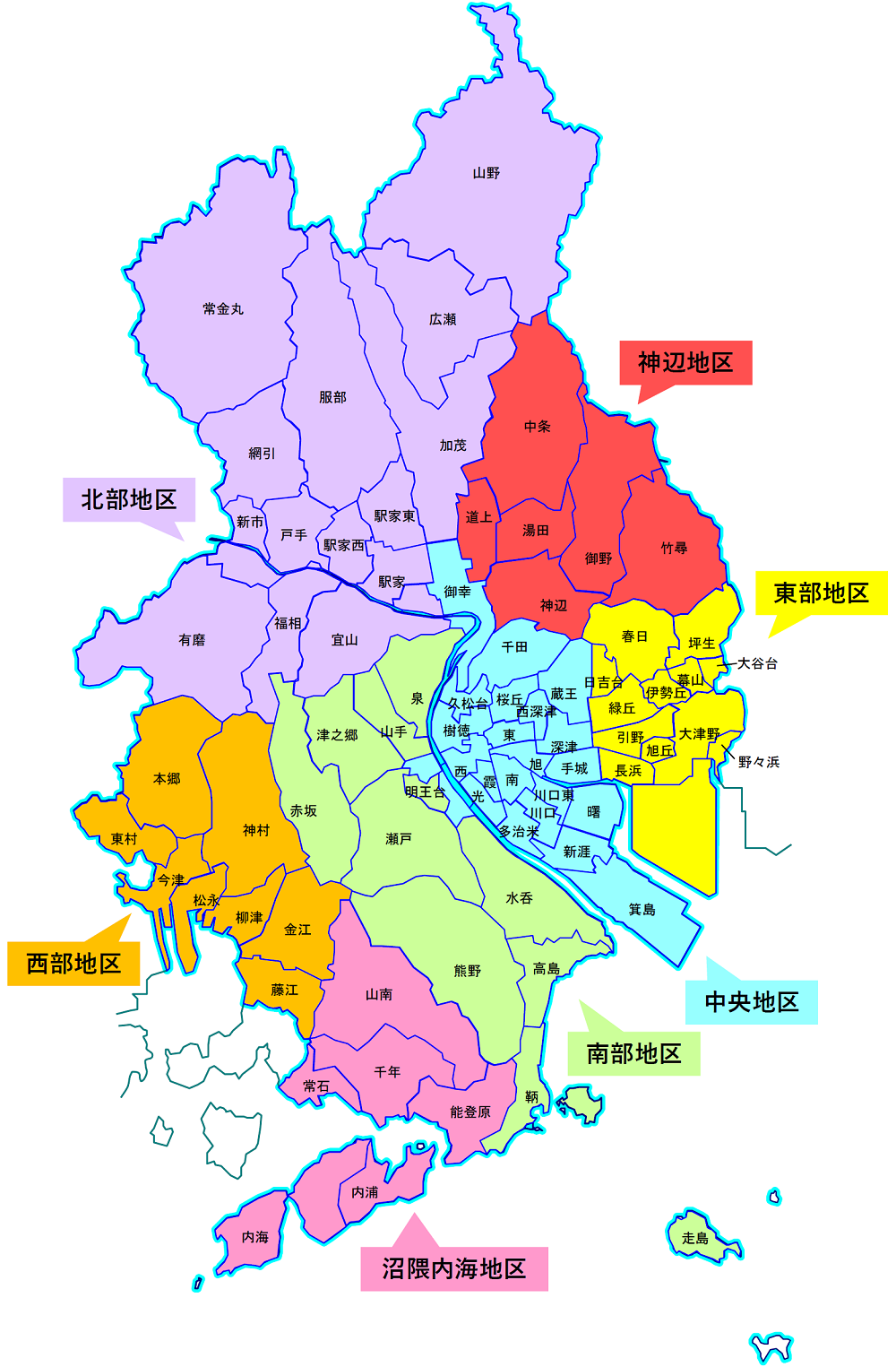 福山市食生活改善推進員協議会の地区図