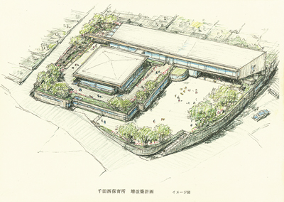 《千田西保育所 鳥瞰図（検討案）》2005年　京都工芸繊維大学美術工芸資料館蔵