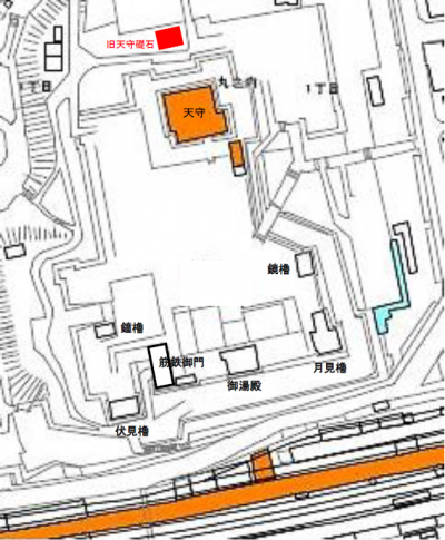 福山城旧天守礎石位置図