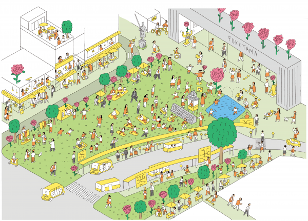 駅前広場の各機能の配置計画案のイラスト