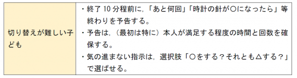 切り替えが難し子どもへの予告と選択肢の与え方