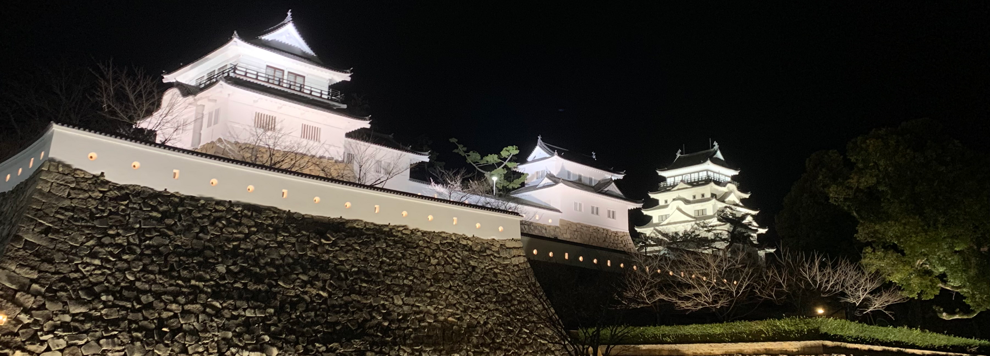 福山城のライトアップの写真