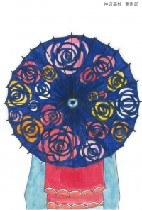 バラの絵柄の和傘