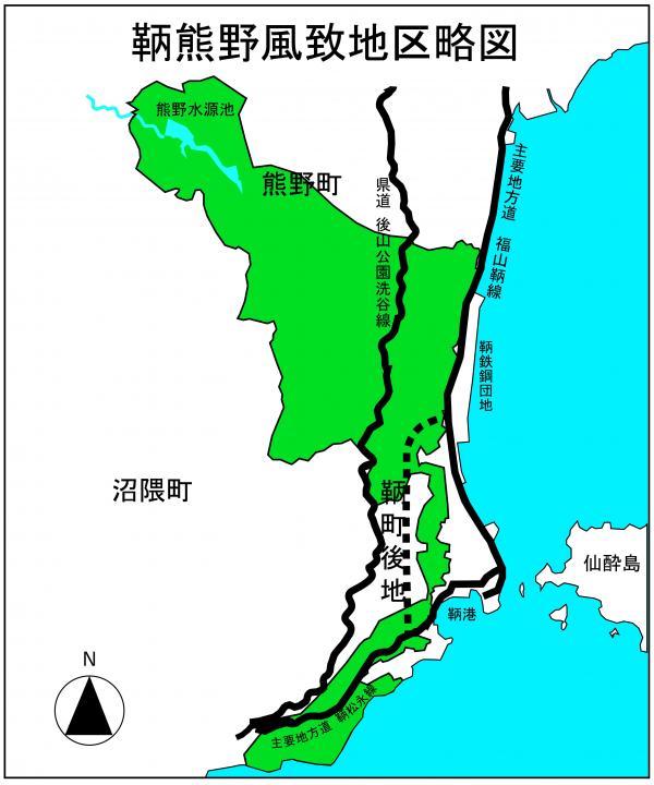 鞆・熊野風致地区略図