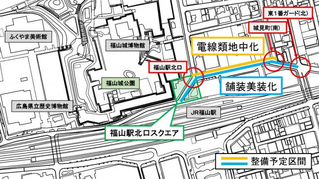 西町若松線の道路整備内容を示した位置図です。