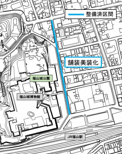 丸之内３号線の道路整備内容を示した位置図です。