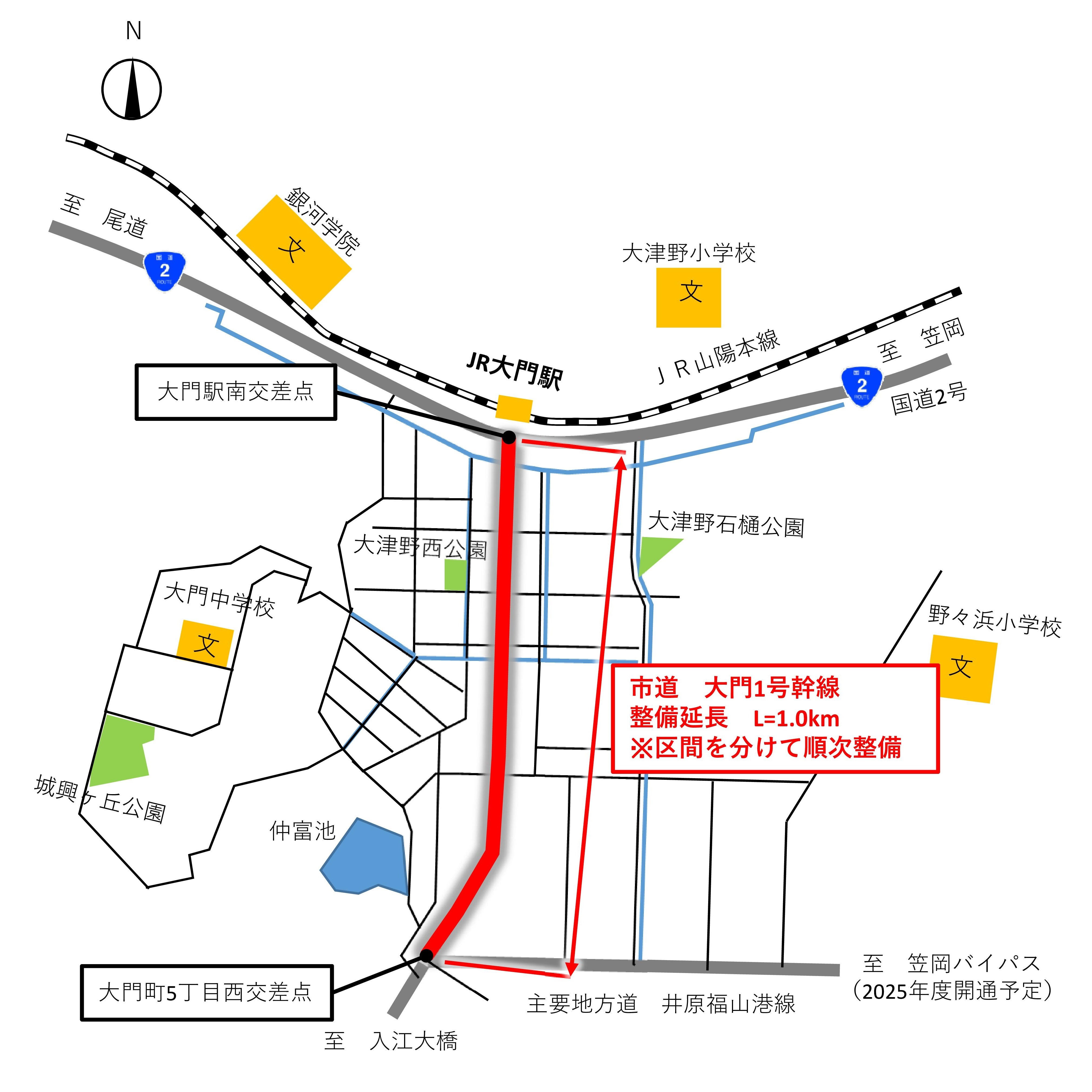 大門1号幹線の地図